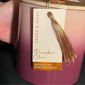 Soy Pumpkin Chai natural scented candle 24 oz ombre’ orchid purple jar ambiance